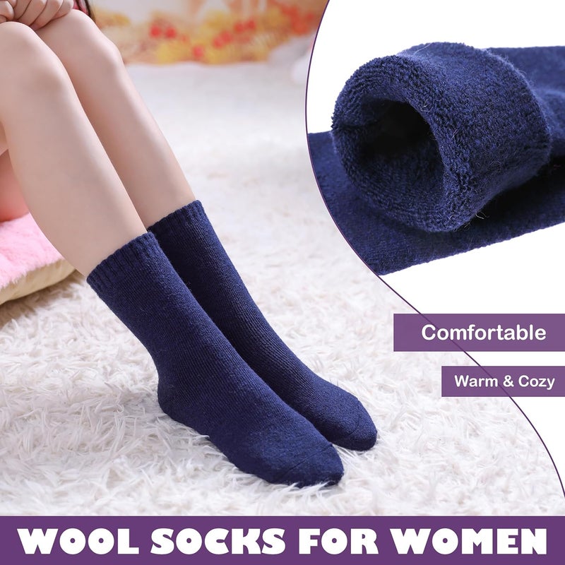 LINEMIN Wool Socks for Women Winter Warm Hiking Thick Warm Cozy Boot Crew Gift Socks 5 Pairs - Image 4